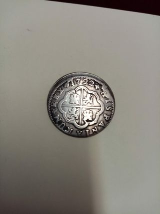 Felipe V, rey de España, moneda de plata de 2 real