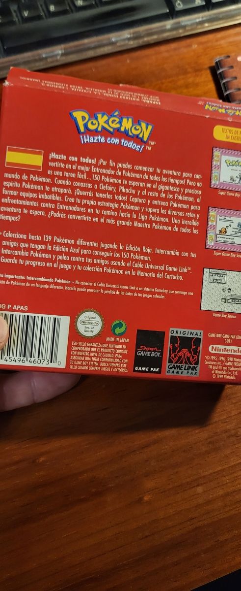 Juego Pokemon Edición Roja Gameboy. 