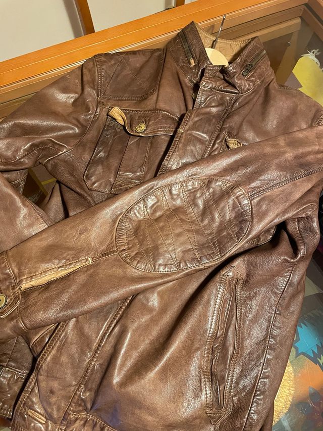 Chaqueta piel marrón massino duti