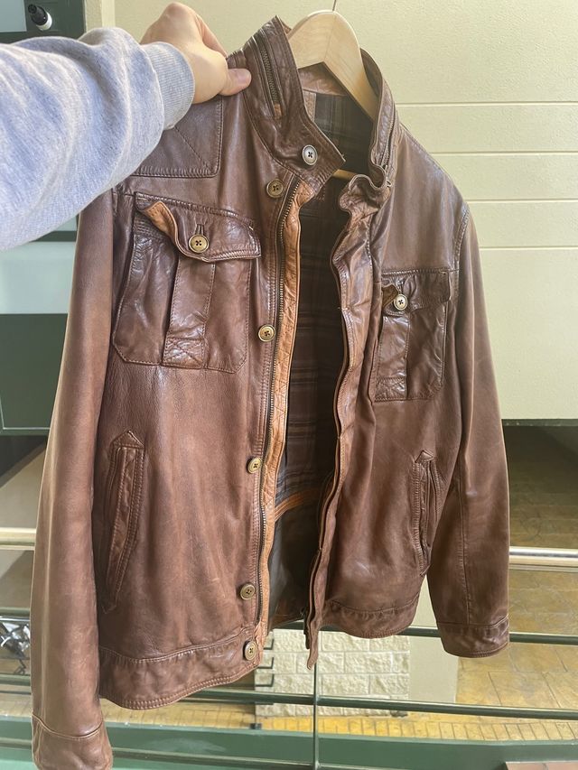 Chaqueta piel marrón massino duti