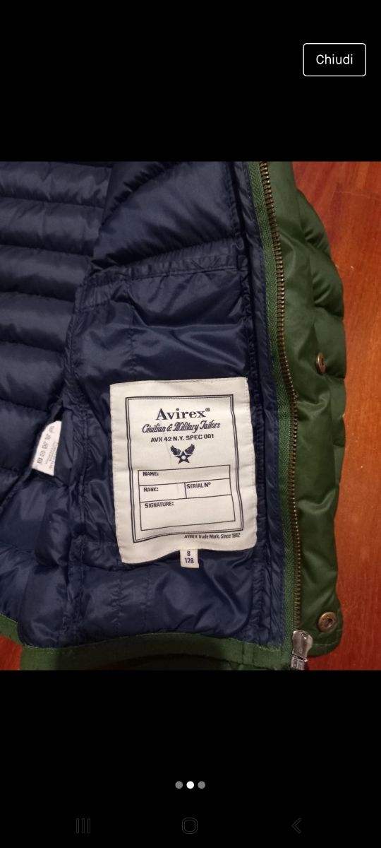 Giubbino Avirex taglia 8 anni