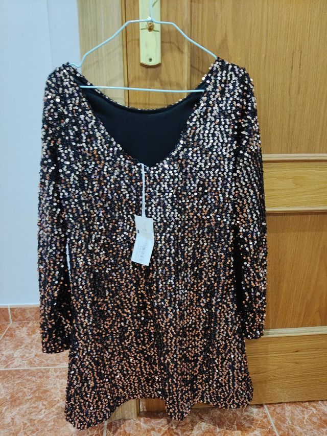 Abito con paillettes dorate taglia XS