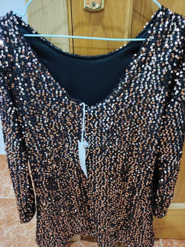 Abito con paillettes dorate taglia XS