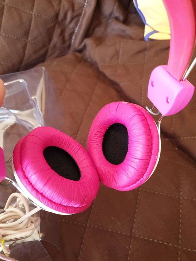 Auriculares de casco rosas