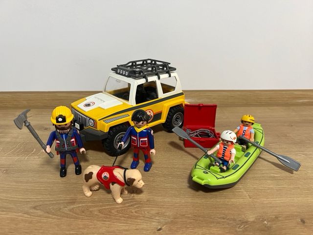 Playmobil 9128 + 6892 Rescate montaña Niños balsa