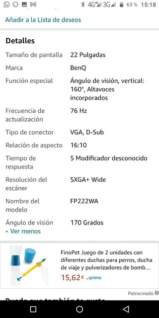 Pantalla Benq fp222wa