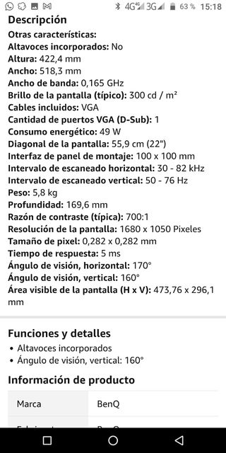 Pantalla Benq fp222wa