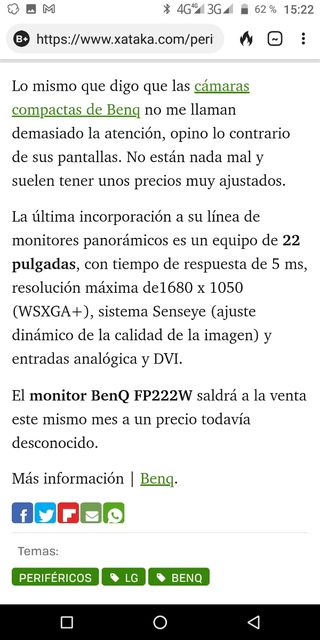 Pantalla Benq fp222wa