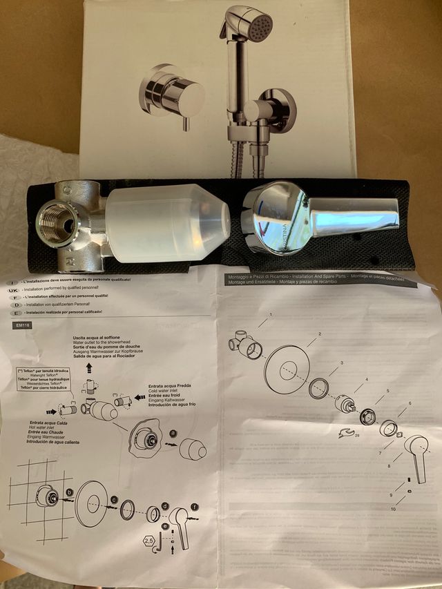 Conjunto kit bidé ducha monomando muro