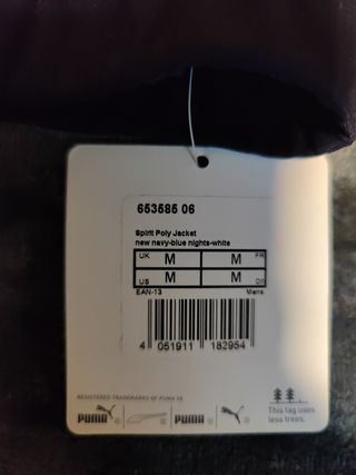 Chaqueta Chándal Puma Nueva talla M, etiquetada.