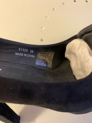 Zapato de tacón y plataforma, de ante negro, 38.