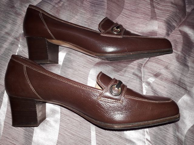 scarpe mocassini donna con tacco rialzato marroni