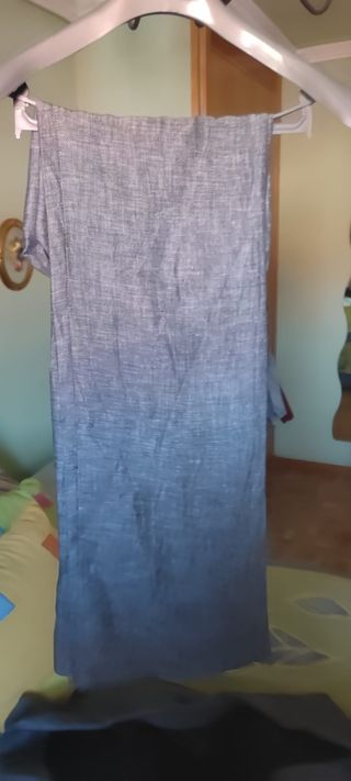 traje pantalon mujer, color azul grisaceo
