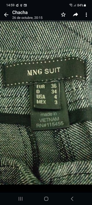 traje pantalon mujer, color azul grisaceo