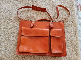 Bolso, bandolera, portadocumentos, cuero vintage