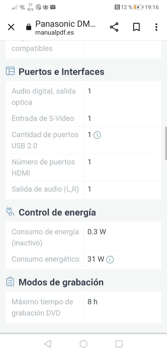 DVD GRABADOR PANASONIC