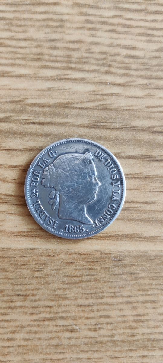 Moneda de plata 40 céntimos 1865