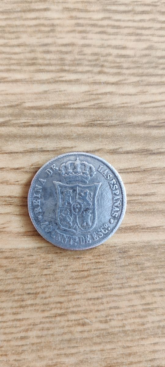 Moneda de plata 40 céntimos 1865