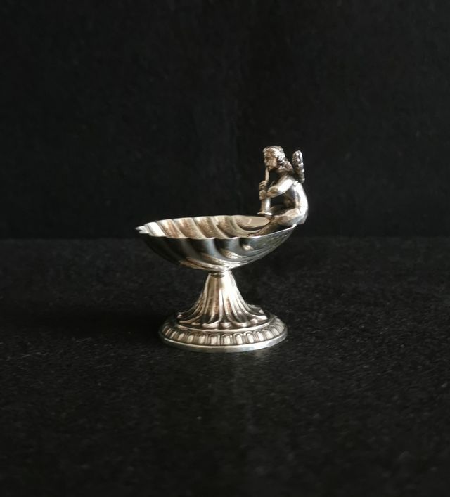 SALERO DE PELLIZCO Y CUCHARA DE PLATA 925 - PEDRO