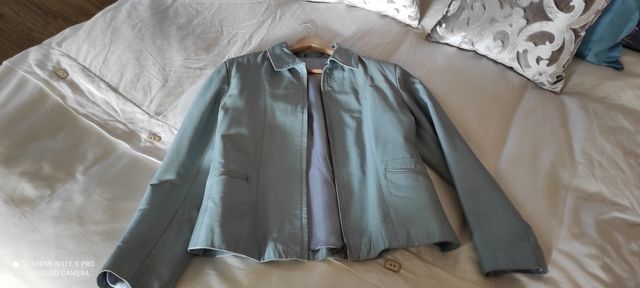 Giacca in pelle argentina celeste