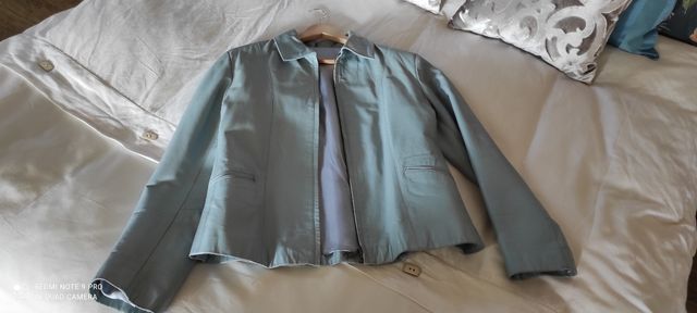 Giacca in pelle argentina celeste