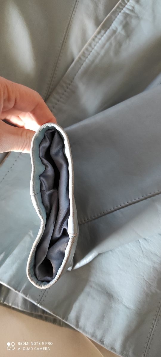 Giacca in pelle argentina celeste