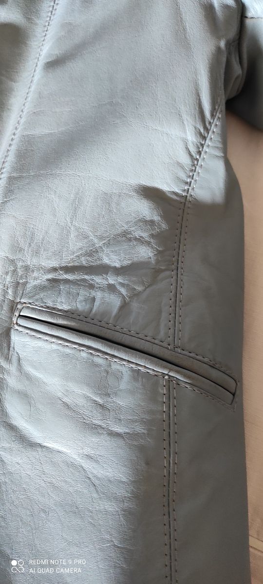 Giacca in pelle argentina celeste