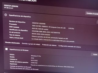 Ordenador hp 285 g2 AMD A8  2mano