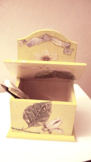 Scatola legno nuova portaoggetti, mestoli ecc