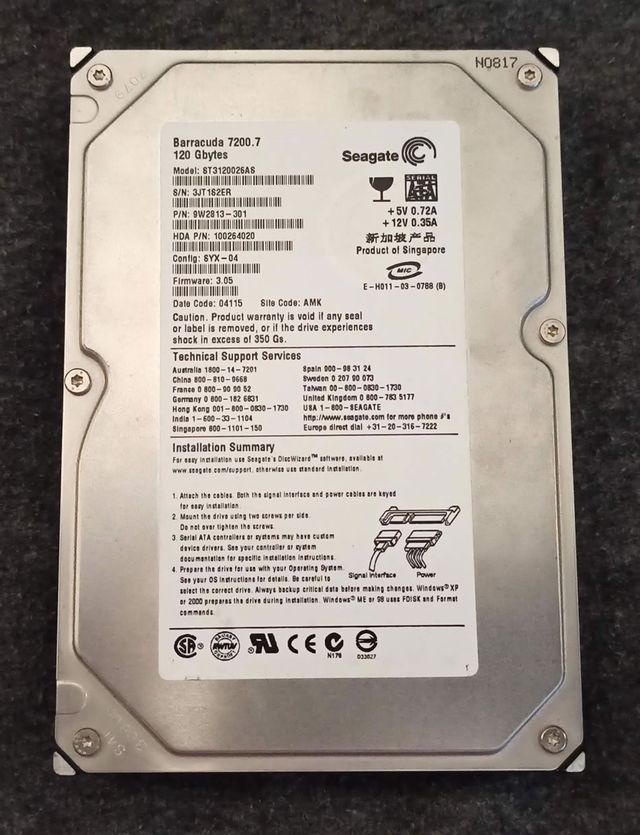 Disco Duro 3,5 SATA Seagate de 120GB