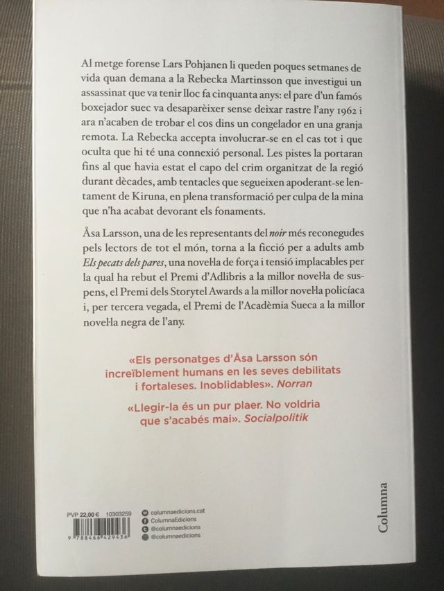 Åsa Larsson. Els pecats dels pares. Nou.