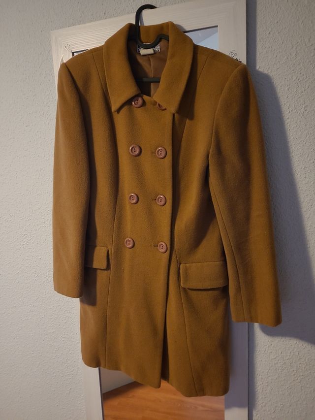 Abrigo de paño camel/beige señora talla 40