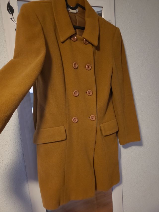 Abrigo de paño camel/beige señora talla 40