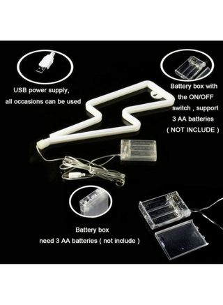 LUCES DE NEÓN forma de RAYO a pilas o USB