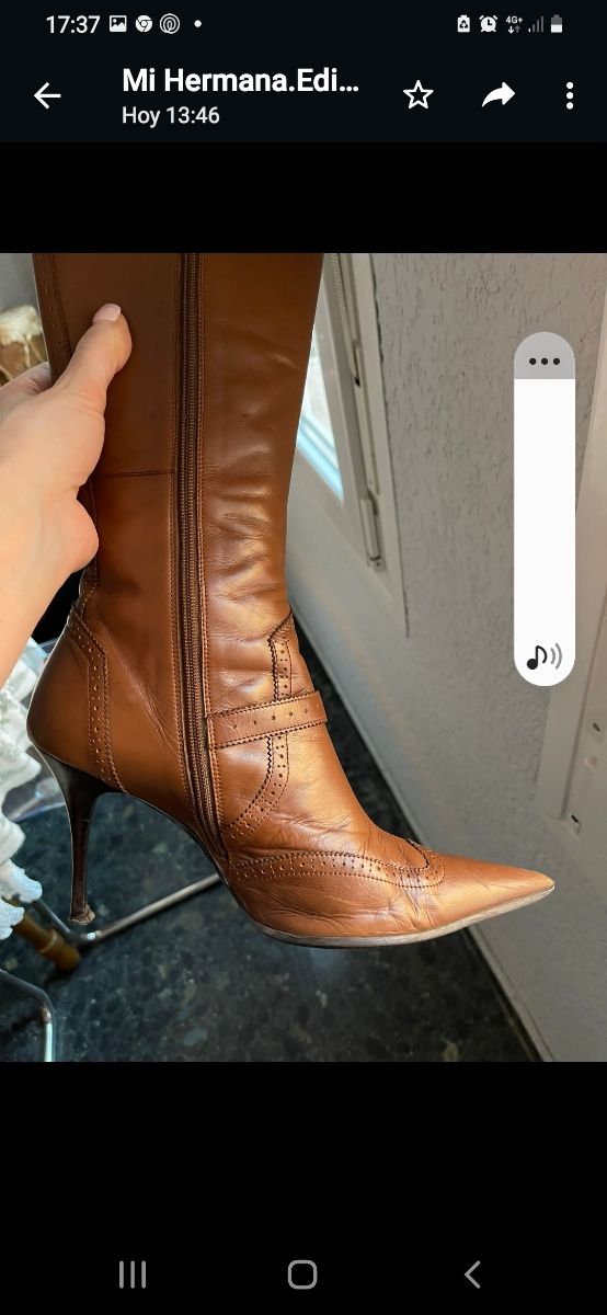 Botas altas marron piel