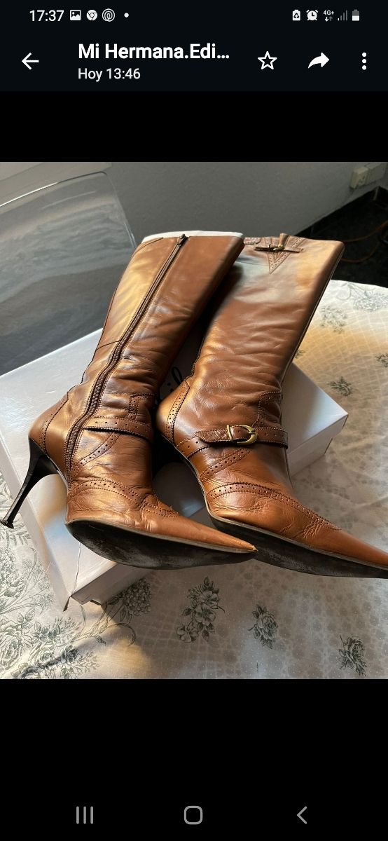 Botas altas marron piel