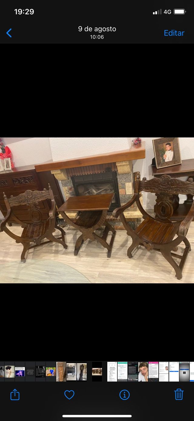 Juego de ajedrez mesa y sillones, mecedora y revis