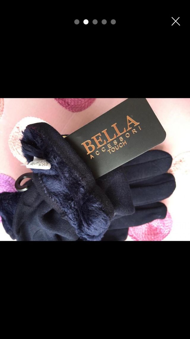 Guanti da donna neri con perline 