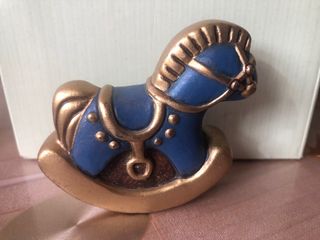 Cavallo a dondolo thun blu e oro nuovo