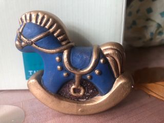 Cavallo a dondolo thun blu e oro nuovo