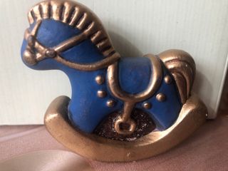 Cavallo a dondolo thun blu e oro nuovo