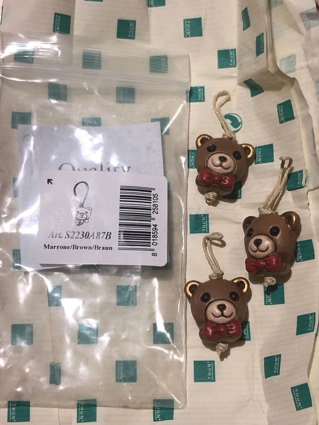 3 ciondoli thun orsetto marrone in confezione nuov