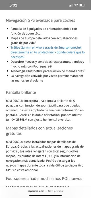 Gps Garmin Nüvi 2589LM