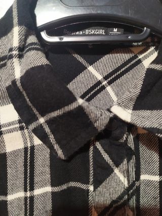 Camisa de cuadros corta Bershka 