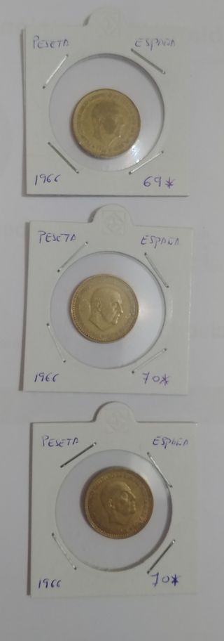 Monedas de 1 peseta de 1966