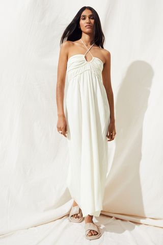 Vestido blanco largo tiras anudar HM (nunca usado)