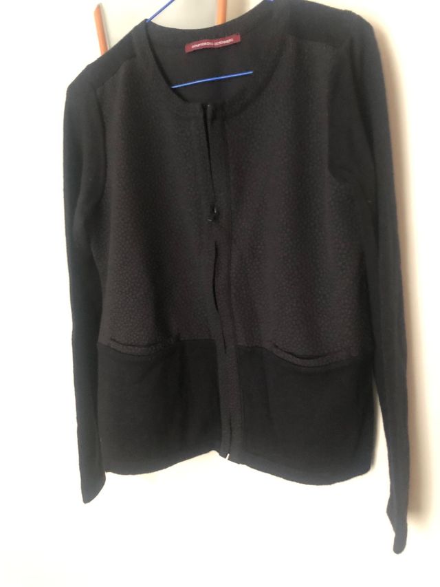 Chaqueta con cremallera dos texturas 