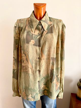Vintage 80s blusa manga larga talla XXL