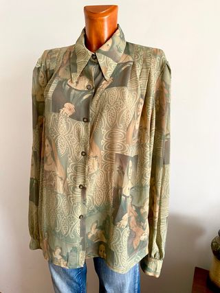 Vintage 80s blusa manga larga talla XXL