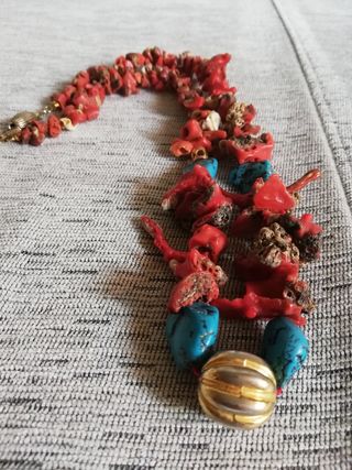 Collana in corallo e turchese texano